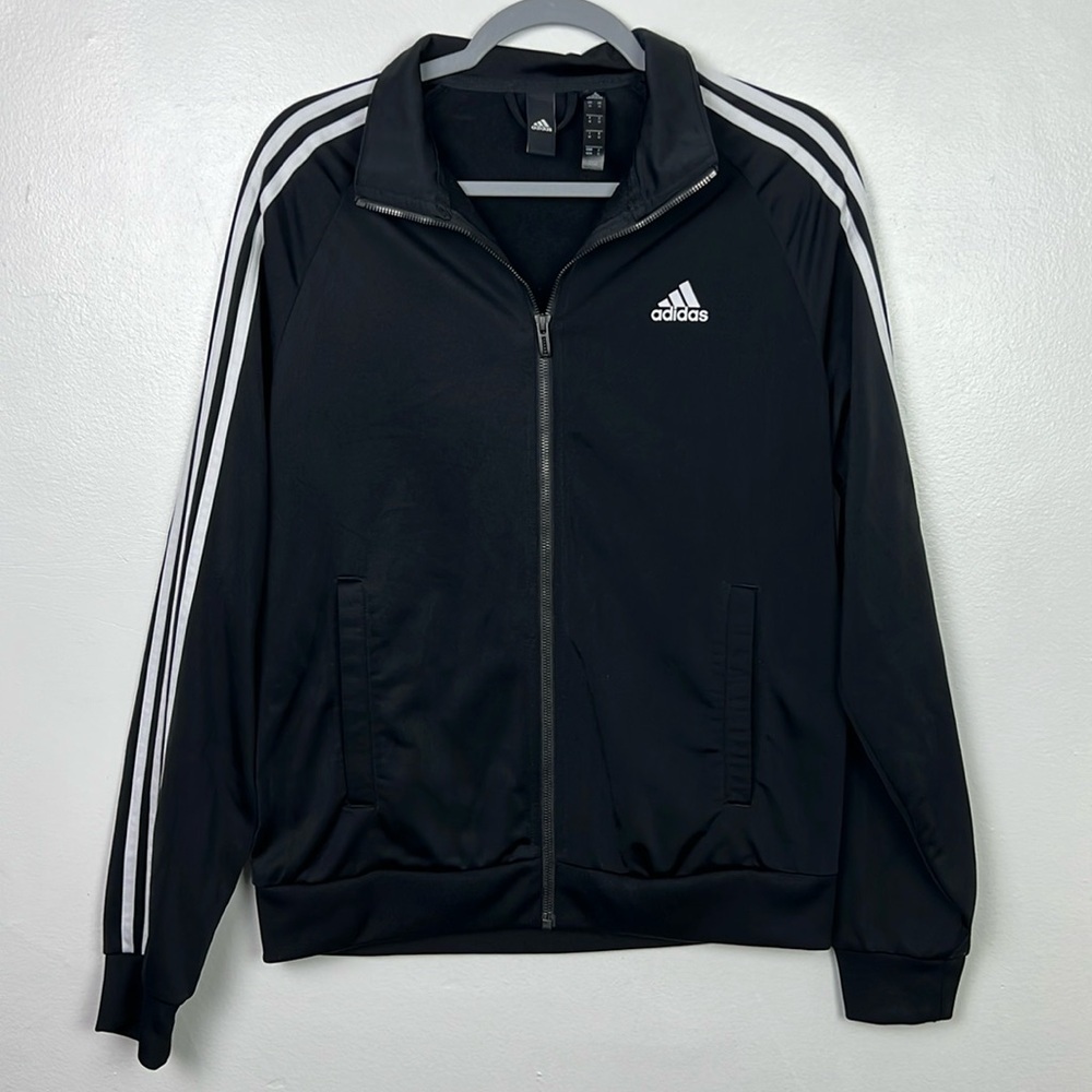 Adidas Women’s M Full‎ Zip Three Striped Pockets Lightweight Sweater